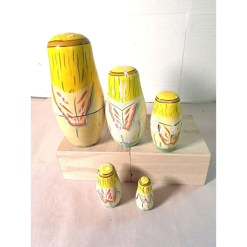 Vintage Russian Nesting Dolls Set Of 5 Terry's Village